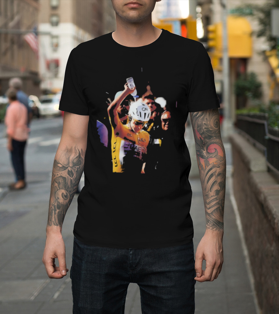 Tadej Pogačar Cooling Off With Water Bottle T-Shirt