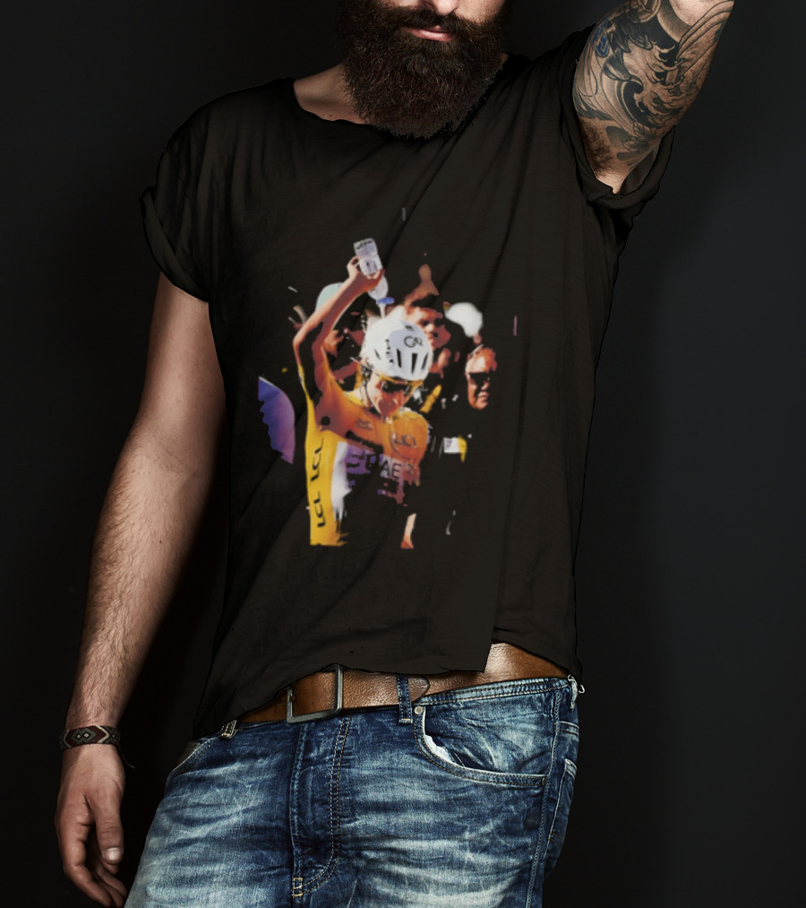 Tadej Pogačar Cooling Off With Water Bottle T-Shirt