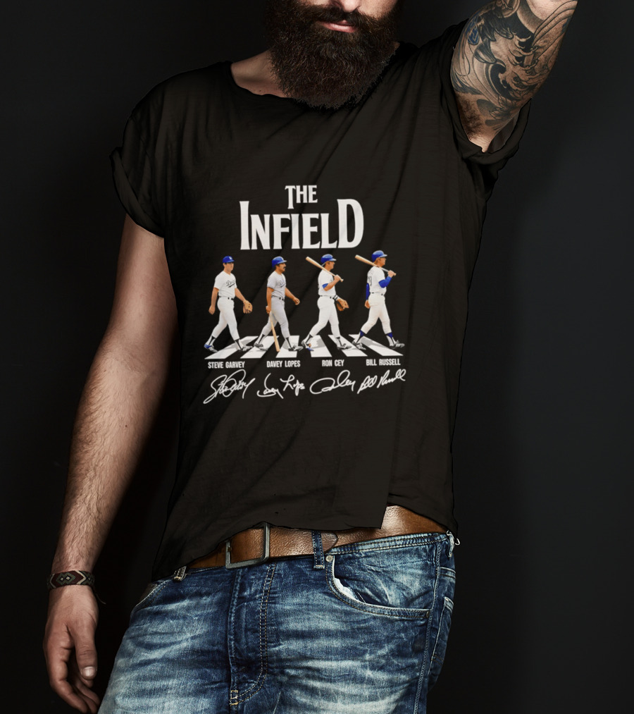 The Infield Steve Garvey Davey Lopes Ron Cey Bill Russell MLB Abbey Road T-Shirt