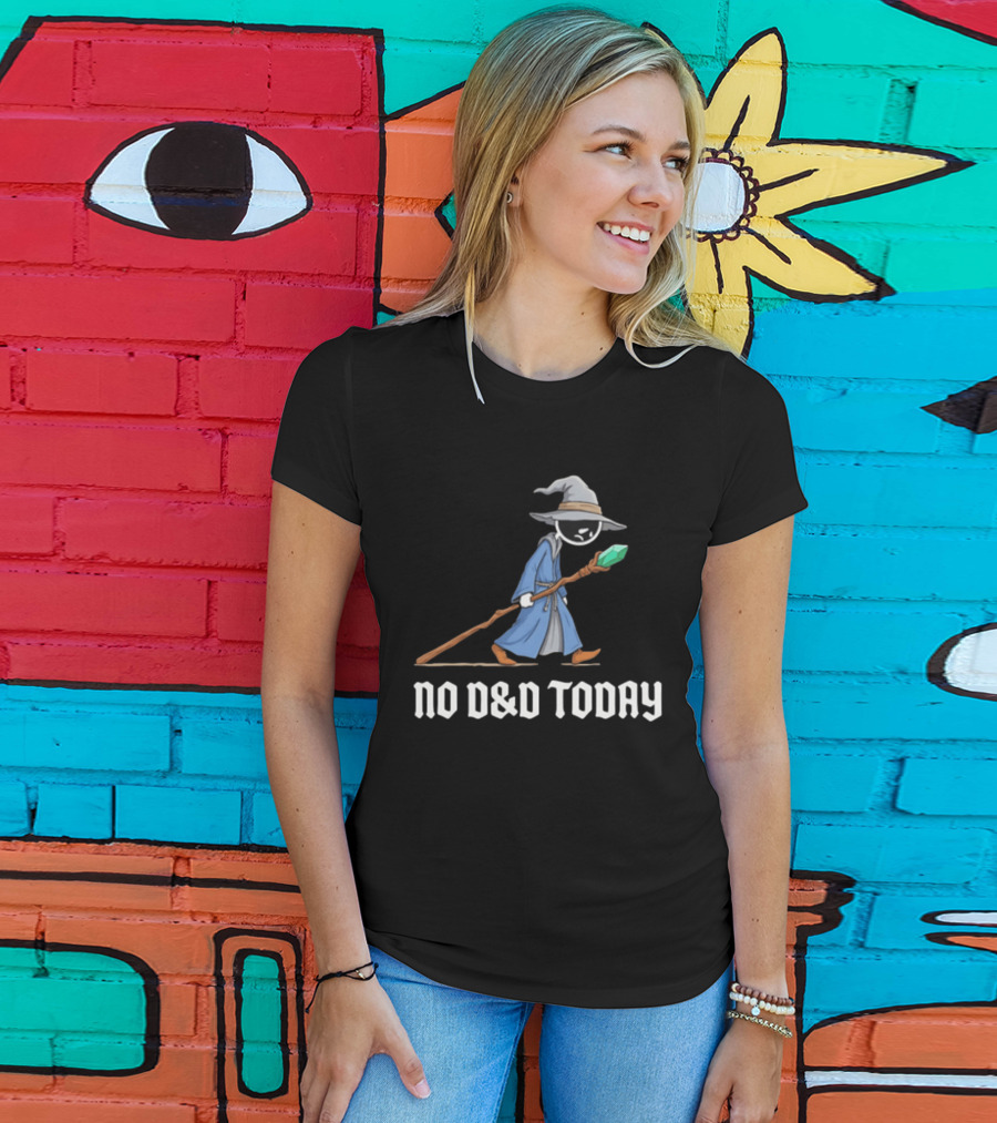 No D&D Today Cartoon Wizard With Staff And Hat T-Shirt