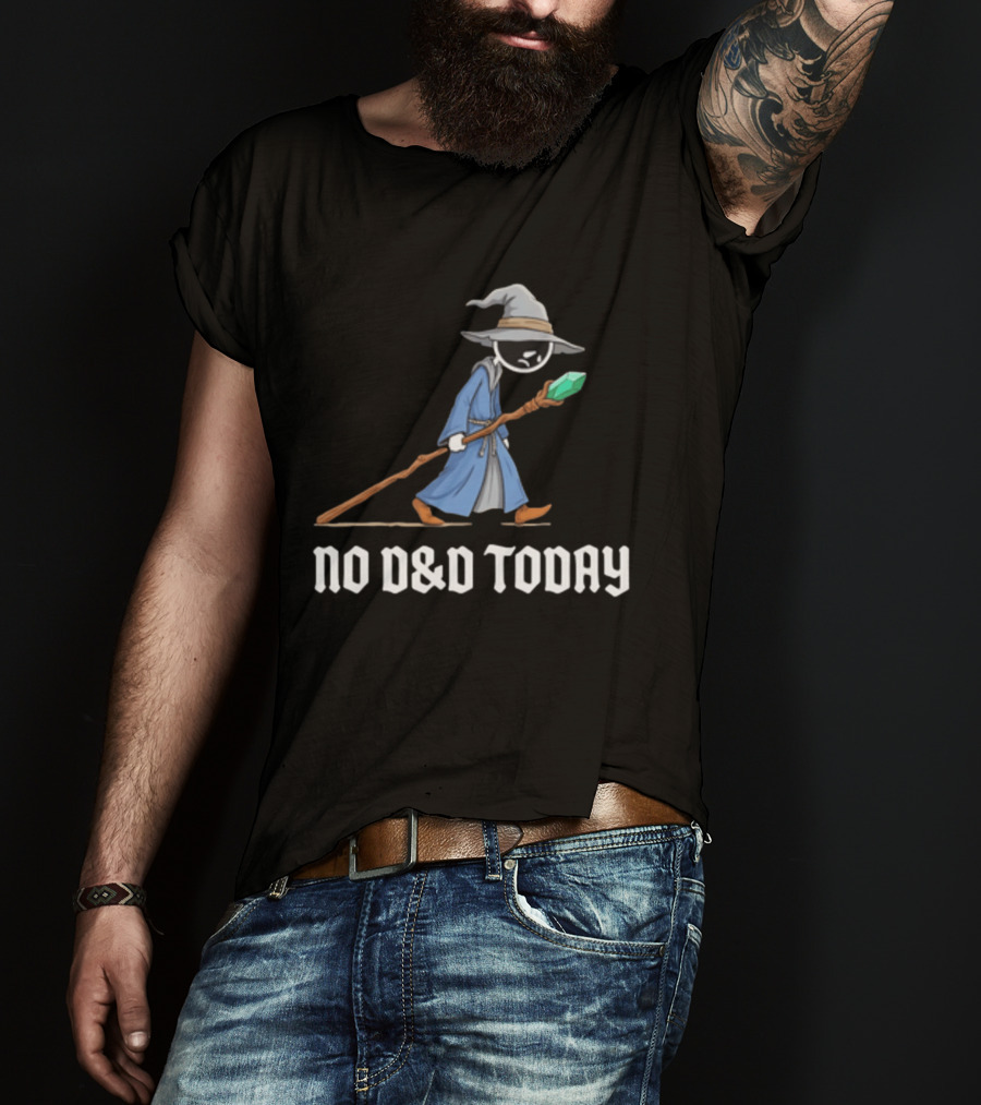 No D&D Today Cartoon Wizard With Staff And Hat T-Shirt