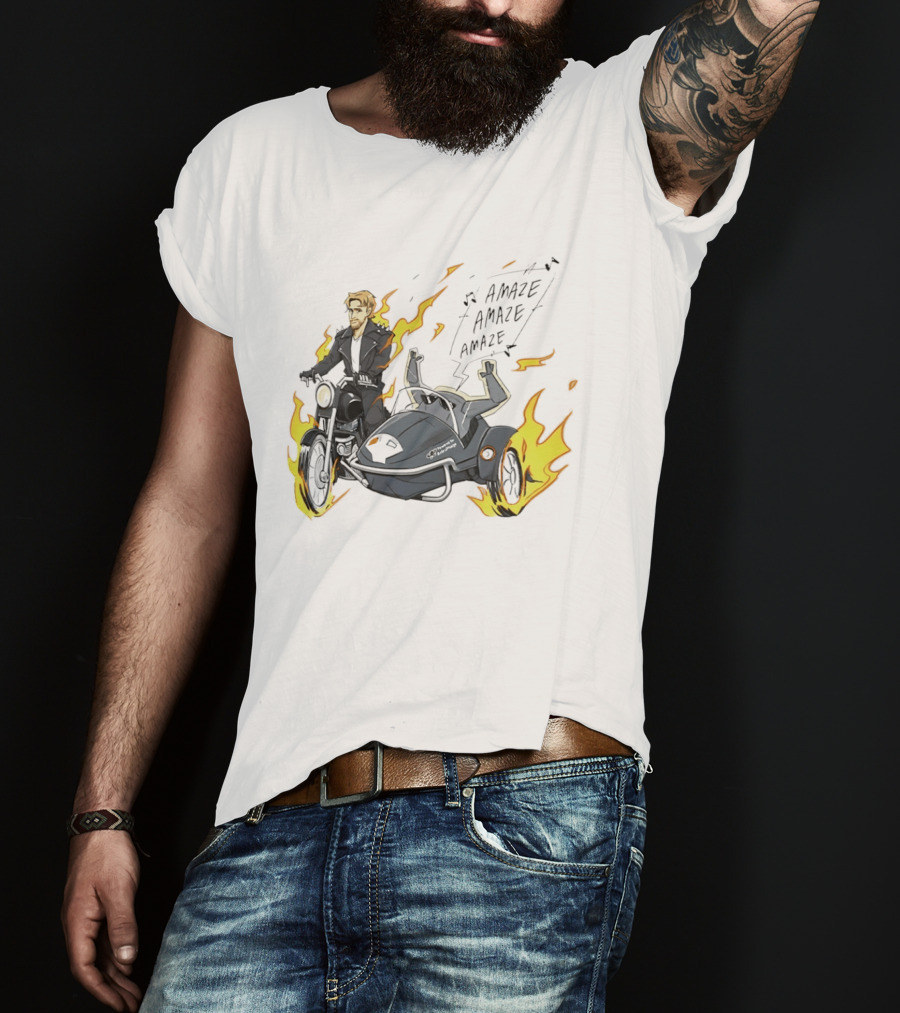 Amaze Amaze Amaze Ghost Rider Motorcycle Sidecar Flames T-Shirt