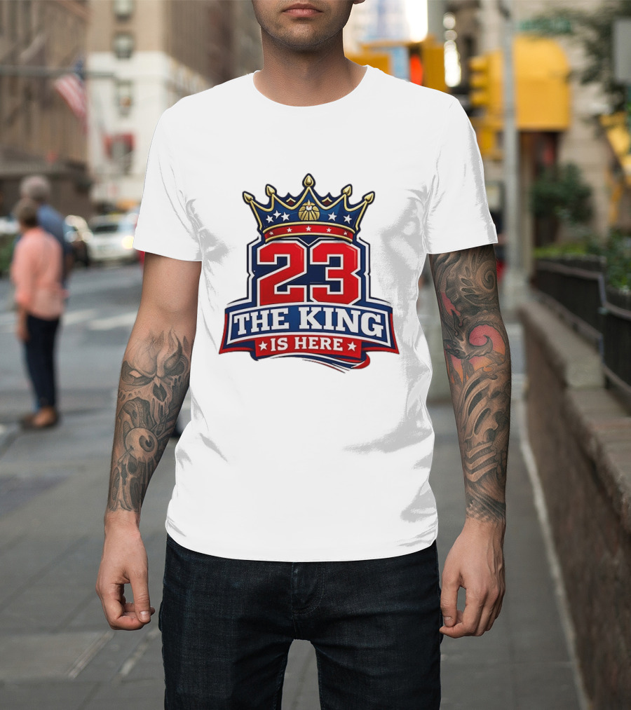 LeBron James 23 The King Is Here Crown Philadelphia 76ers NBA T-Shirt