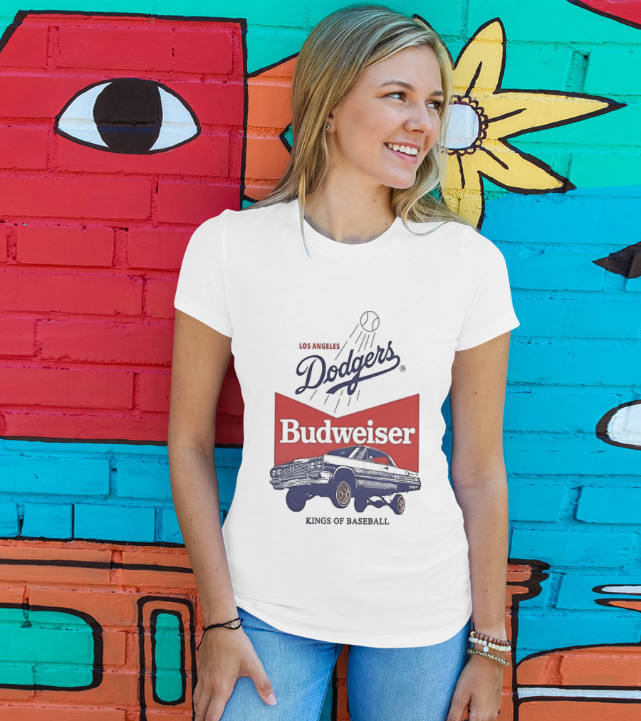 Los Angeles Dodgers Budweiser Kings Of Baseball Retro Car T-Shirt