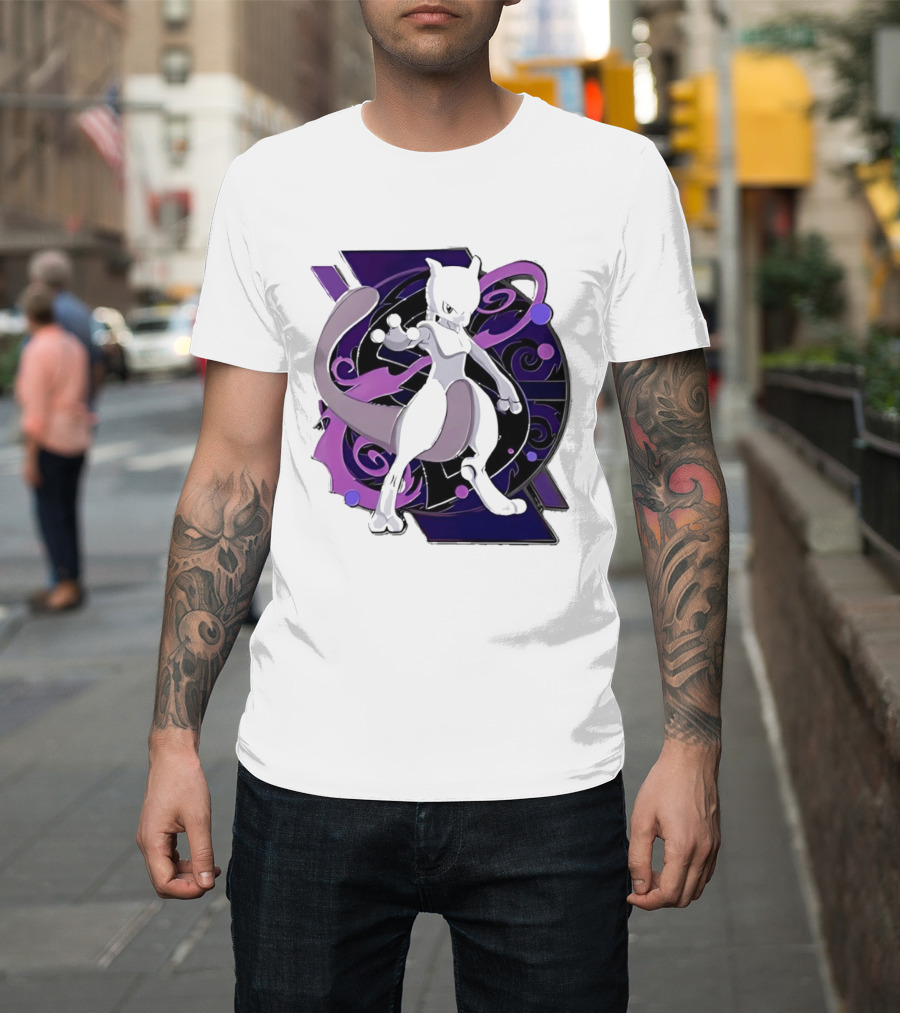 Pokemon Mewtwo Psychic Power Strike Dynamic Pose T-Shirt