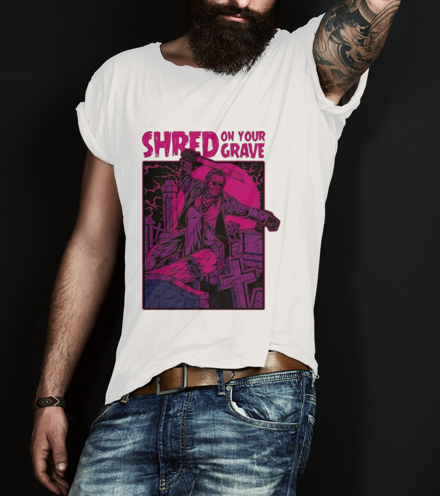 Shred On Your Grave Halloween Skateboarding Tombstones Horror T-Shirt
