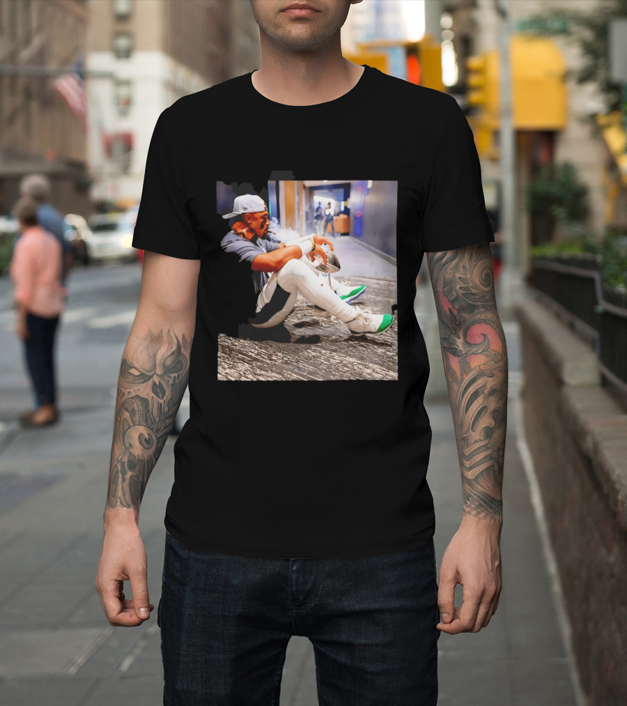 Jalen Hurts Philadelphia Eagles Smoking Trophy Cigar Celebratory Moment T-Shirt