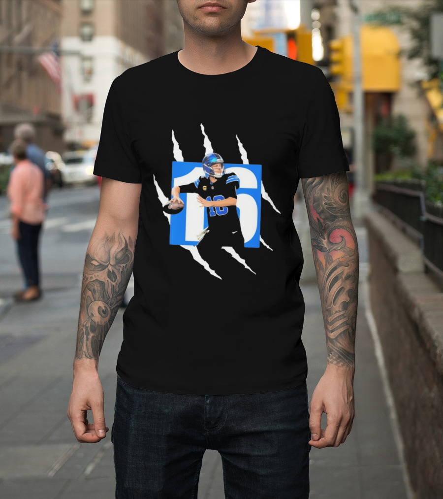 Jared Goff 16 Claw Scratch Football Quarterback T-Shirt