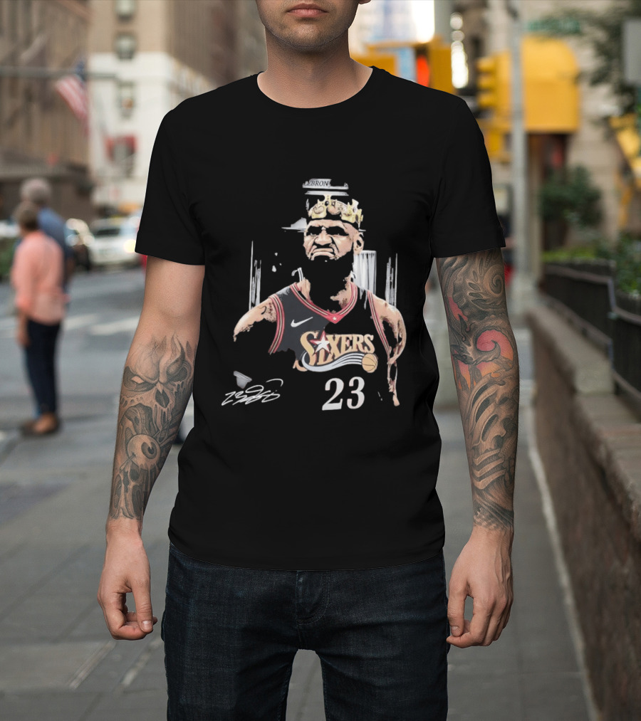 Philadelphia 76ers LeBron James Crown 23 Signature Basketball T-Shirt