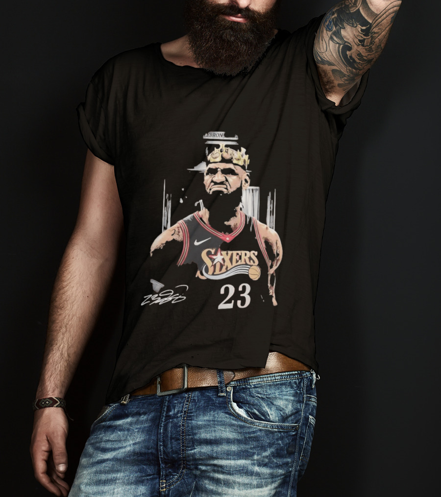 Philadelphia 76ers LeBron James Crown 23 Signature Basketball T-Shirt