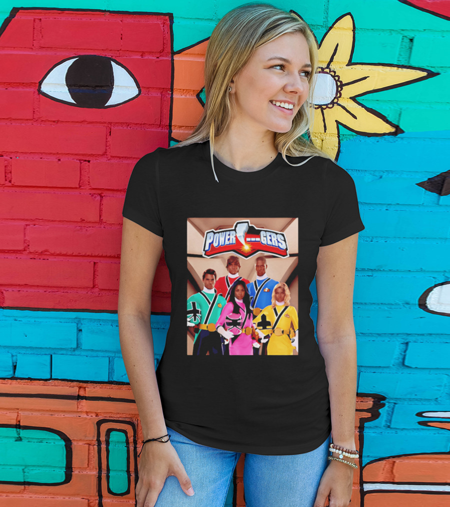Power Rangers Samurai Team Red Green Pink Yellow Blue Characters T-Shirt