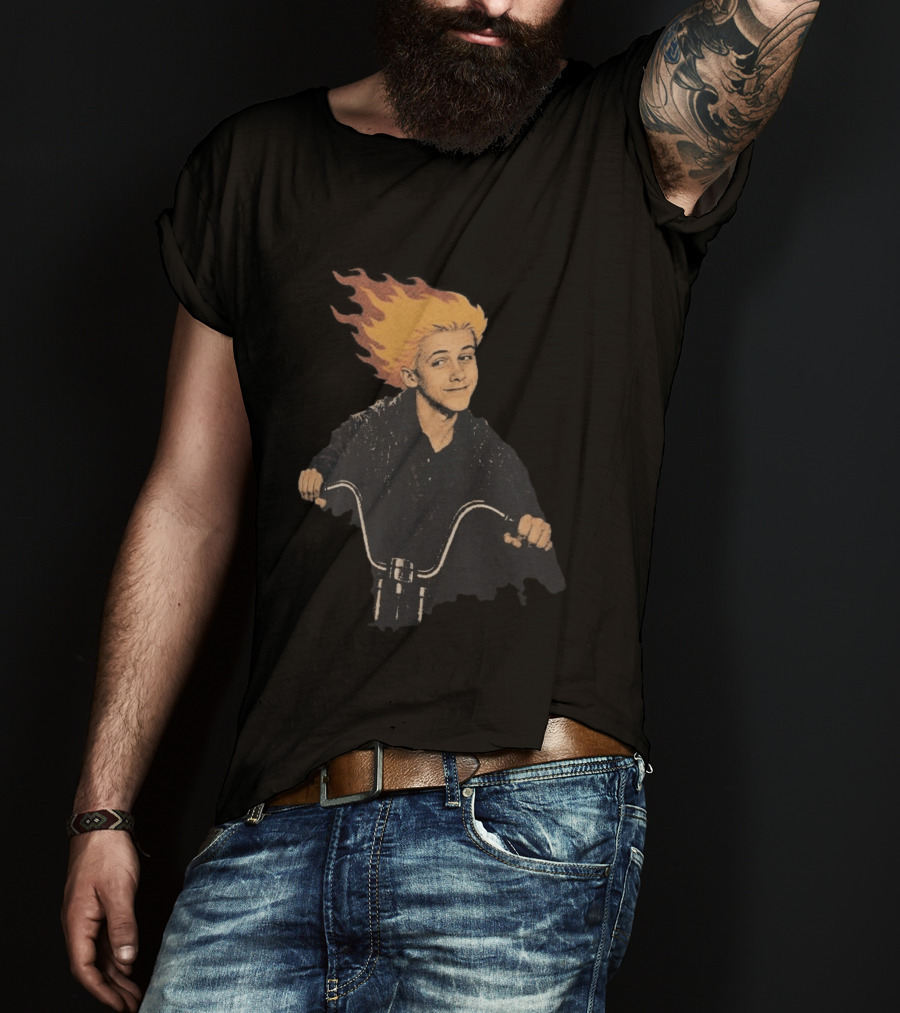 Ghost Rider Comic Style Motorcycle Flame Rider T-Shirt