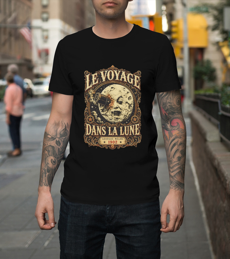 Le Voyage Dans La Lune Georges Méliès 1902 Vintage Space Adventure Moon Face T-Shirt