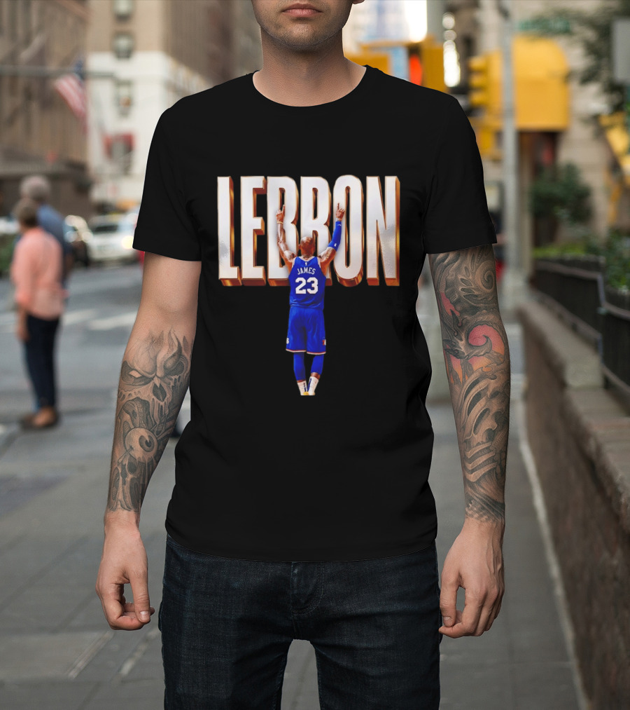 LeBron James 23 Philadelphia 76ers Gold Letter Jersey T-Shirt