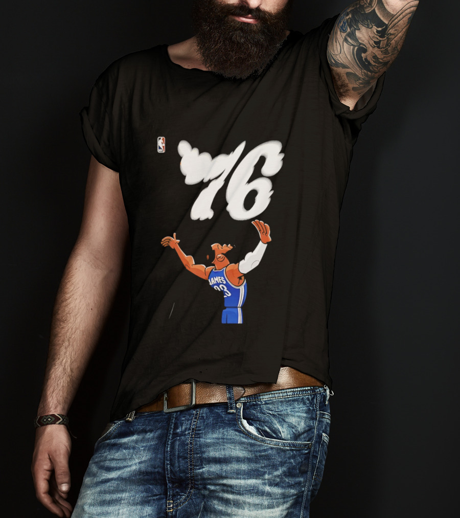 LeBron James 23 Cartoon 76 Philadelphia NBA Jersey Basketball T-Shirt