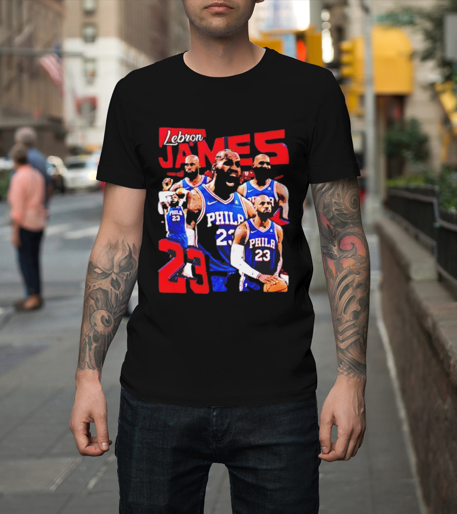 LeBron James No 23 Philadelphia 76ers Collage Legends T-Shirt