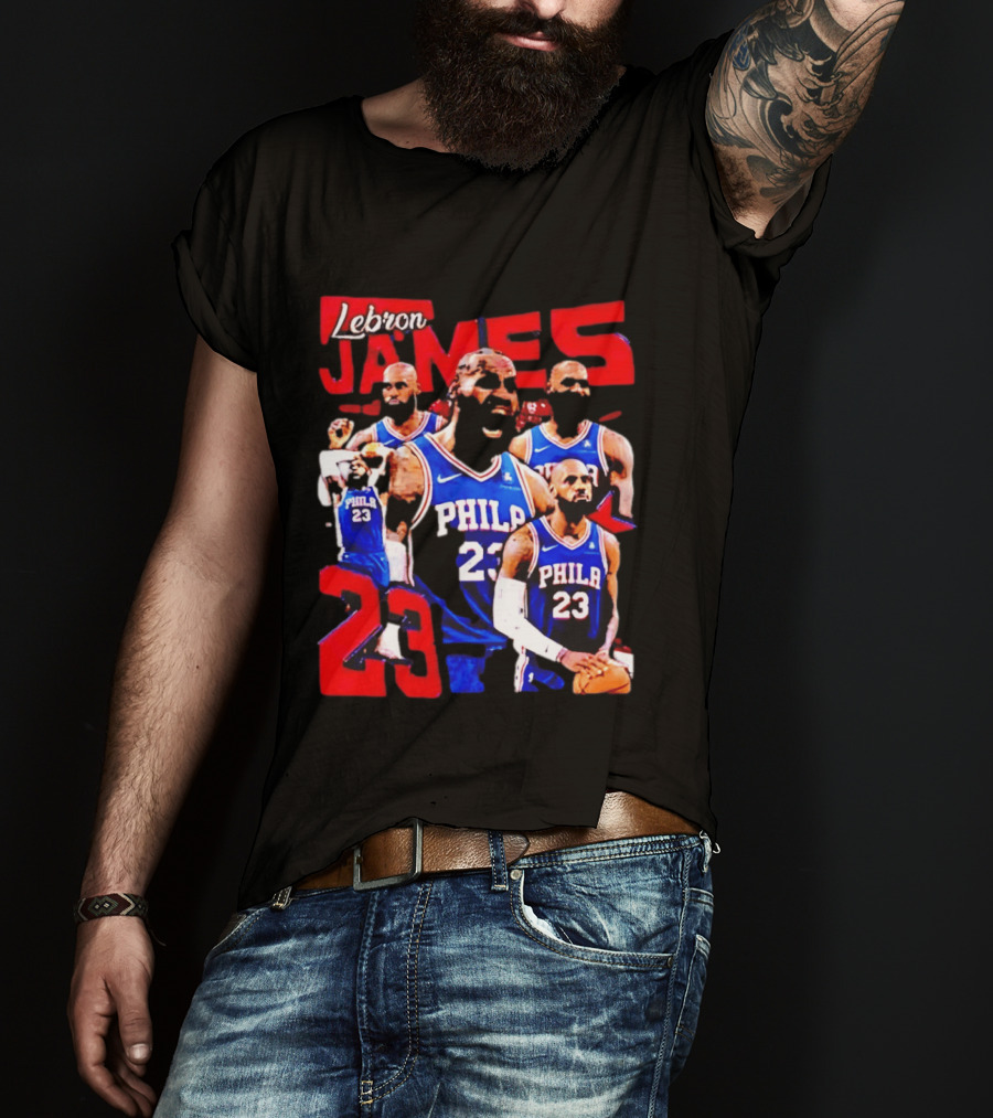 LeBron James No 23 Philadelphia 76ers Collage Legends T-Shirt
