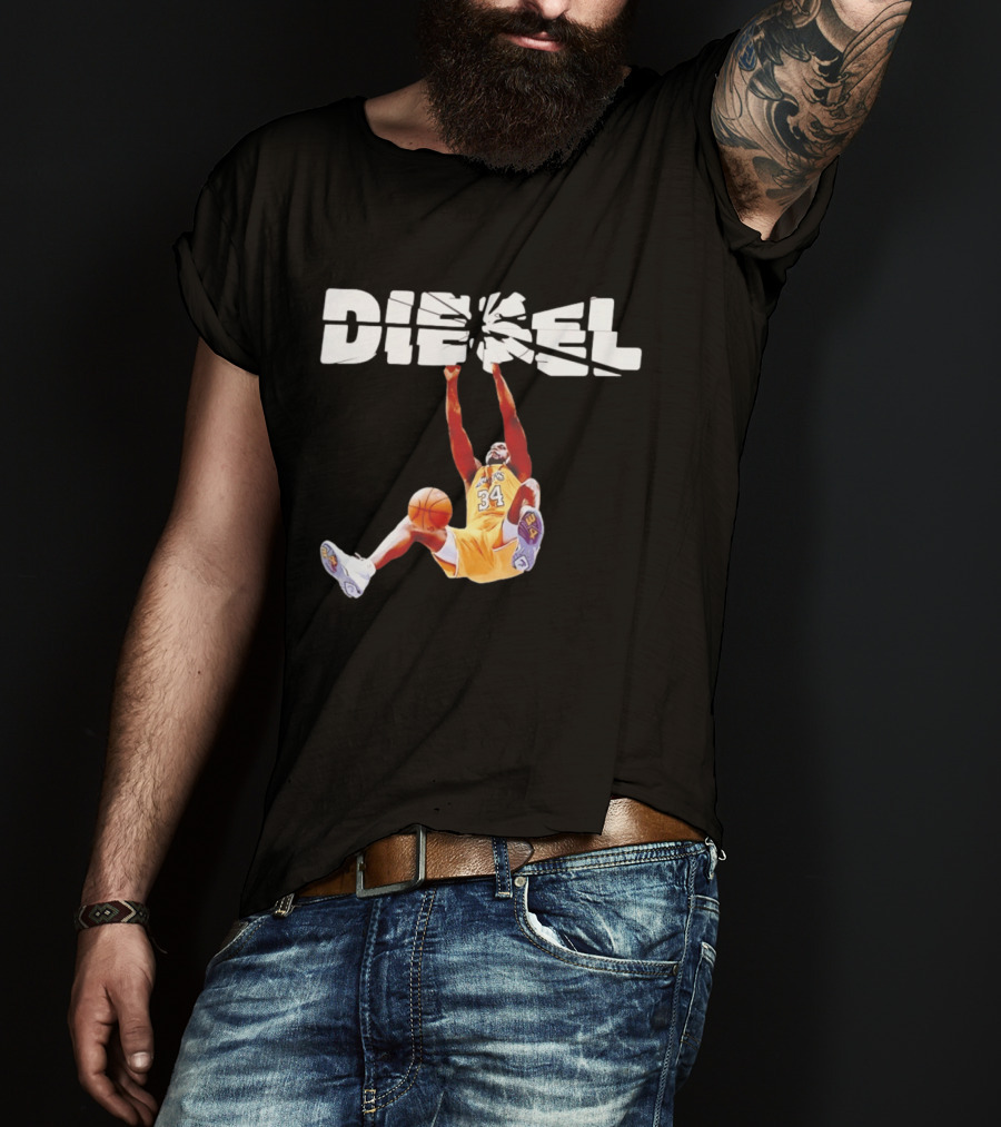 Shaquille O'Neal Diesel Broken Glass Lakers 34 Dunk T-Shirt