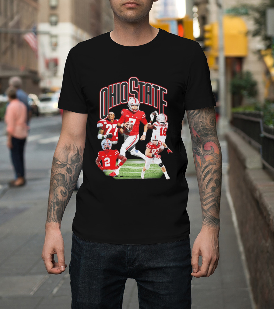 Ohio State Football Collage Featuring Harrison Jr And Star Players T-Shirt
