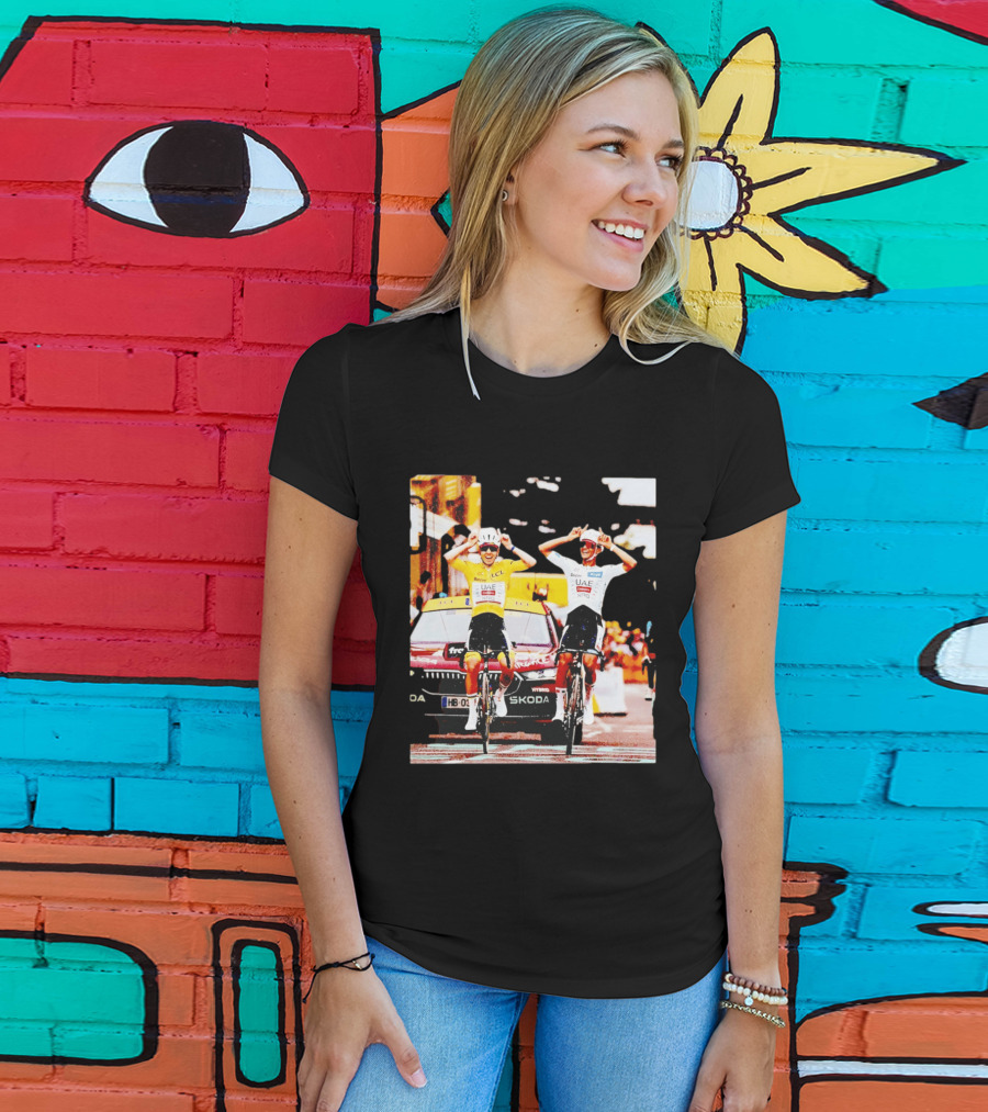 Tadej Pogačar Isaac Del Toro UAE Team Emirates Cycling Skoda Tour Celebratory Finish T-Shirt