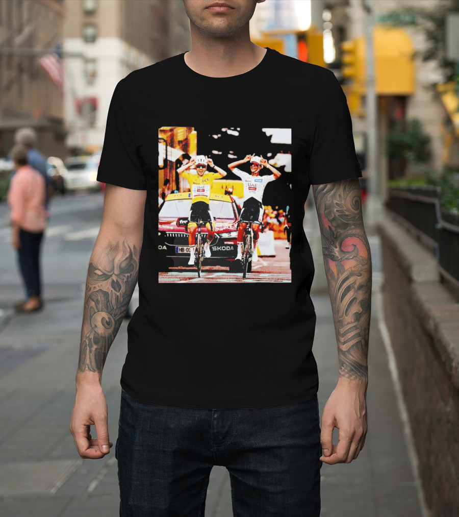 Tadej Pogačar Isaac Del Toro UAE Team Emirates Cycling Skoda Tour Celebratory Finish T-Shirt