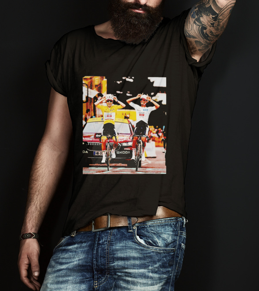 Tadej Pogačar Isaac Del Toro UAE Team Emirates Cycling Skoda Tour Celebratory Finish T-Shirt