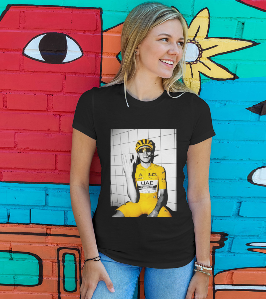 Tadej Pogačar UAE Emirates LCL Yellow Jersey Cycling Champion T-Shirt
