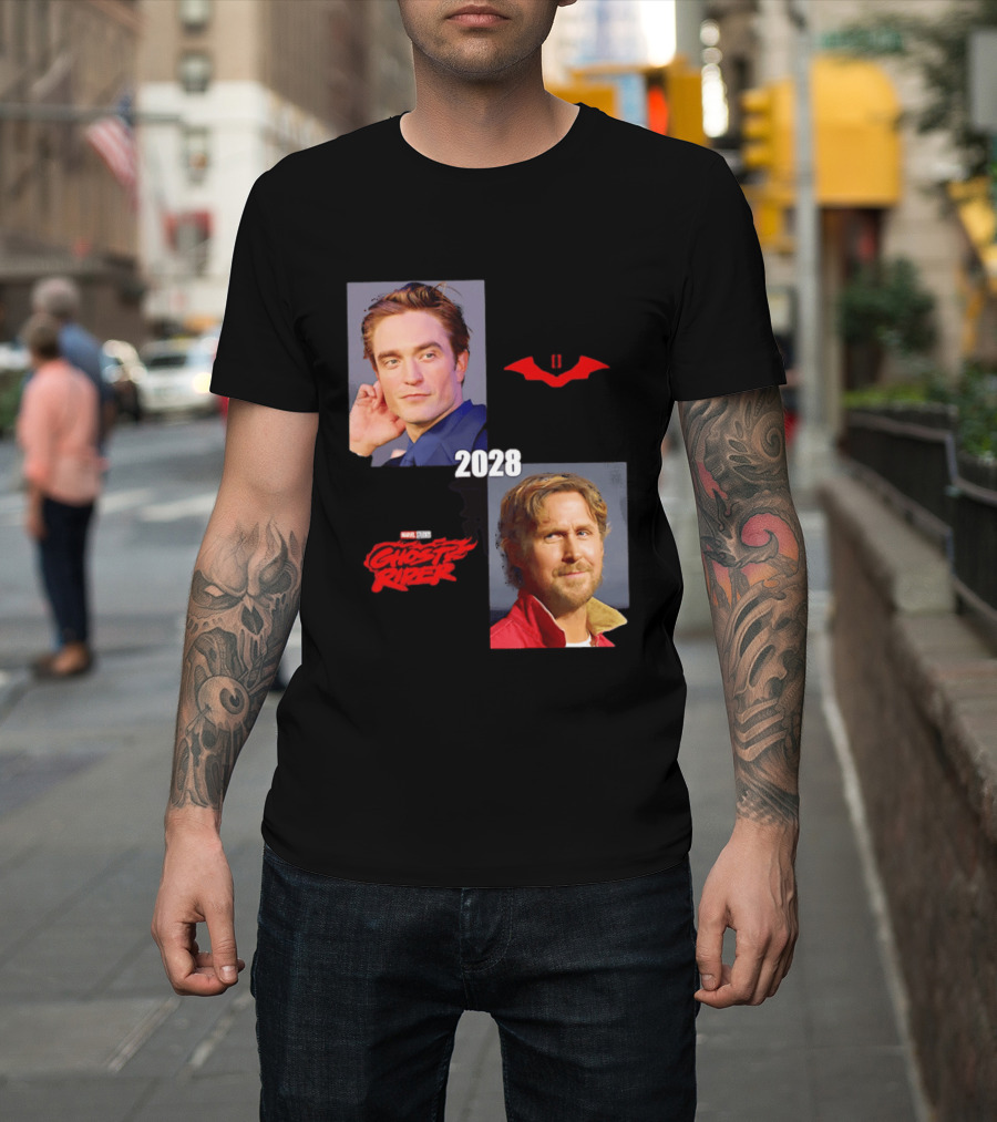 The Batman 2 2028 Marvel Studios Ghost Rider Robert Pattinson Ryan Gosling T-Shirt