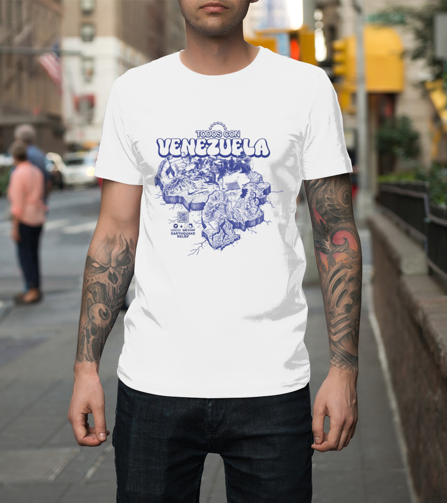 Todos Con Venezuela Wnucalo Feels So Good Earthquake Relief 3D Deep Relief Image T-Shirt