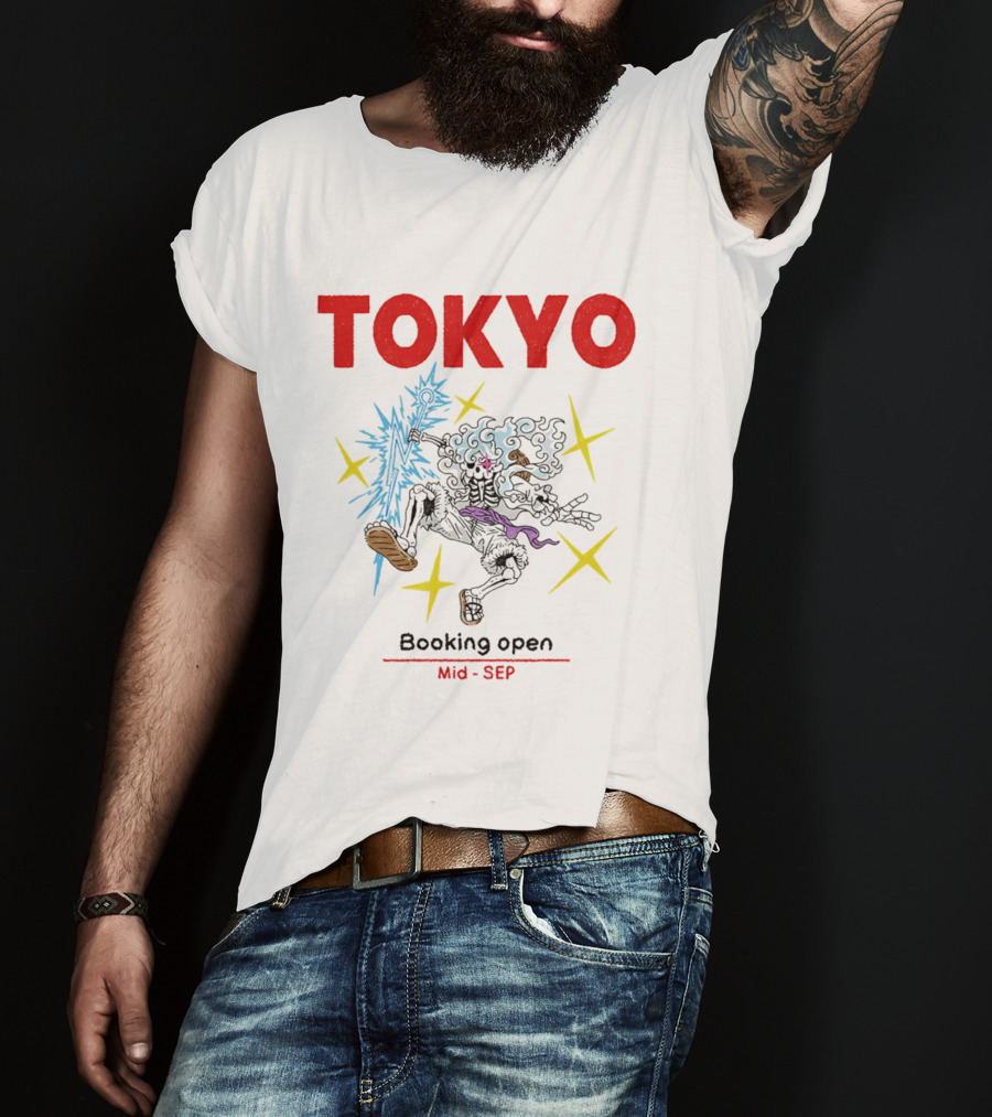Tokyo Booking Open Mid Sep One Piece Luffy Skeleton Burst T-Shirt