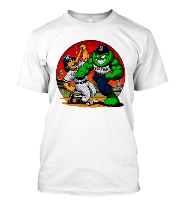 Boston Red Sox Vs New York Yankees Rivalry Cartoon Monsters Showdown T-Shirt