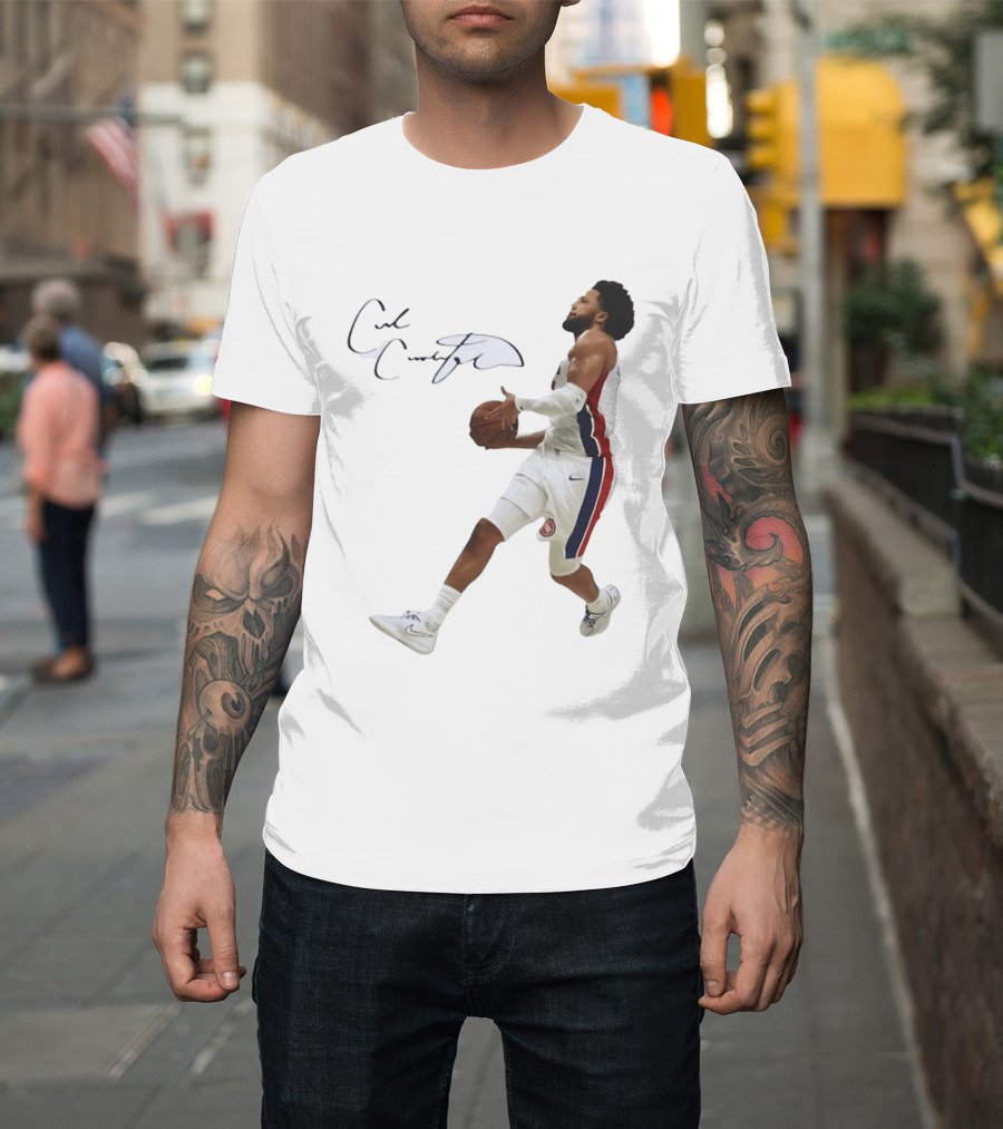 Cade Cunningham Autographed Windmill Dunk Detroit Basketball T-Shirt