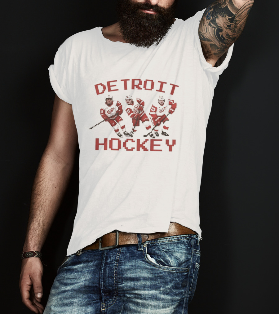 Detroit Red Wings Hockey Pixel T-Shirt