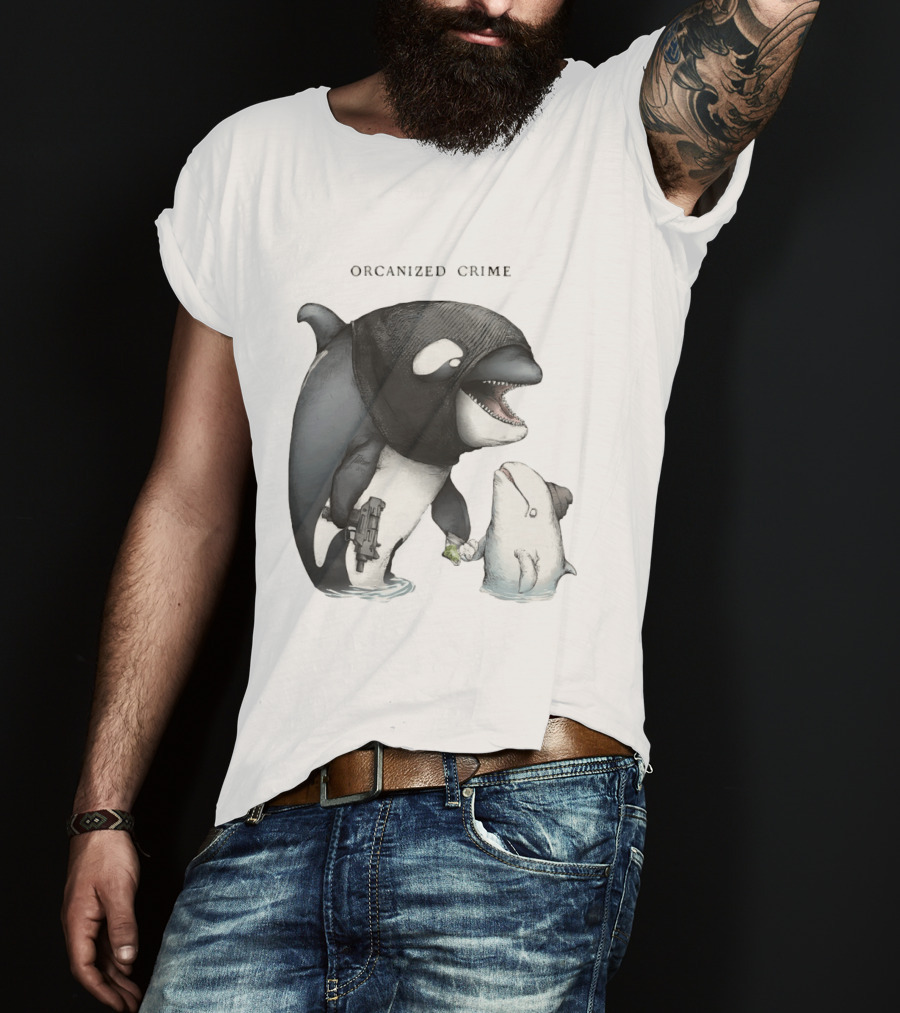 Orcanized Crime Dolphin 2026 Gun And Fish Transaction T-Shirt