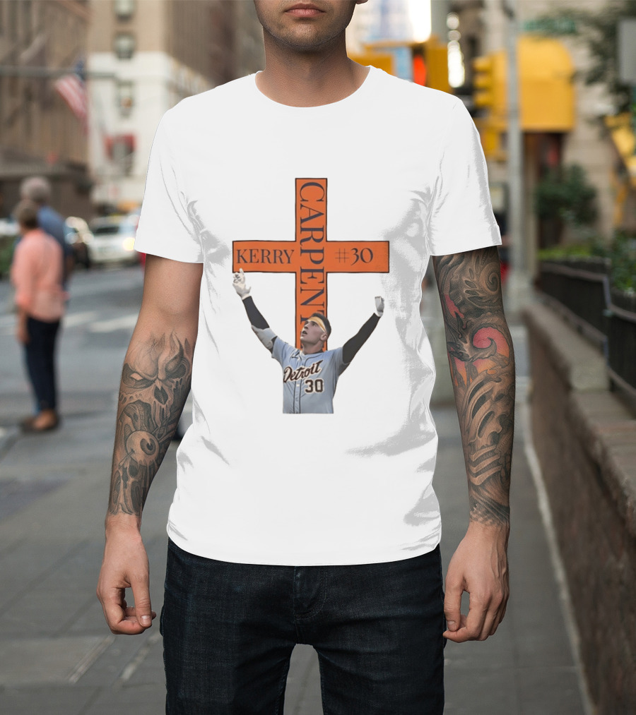 Kerry Carpenter Detroit Tigers #30 Praise The Lord Cross T-Shirt