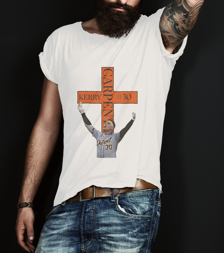Kerry Carpenter Detroit Tigers #30 Praise The Lord Cross T-Shirt