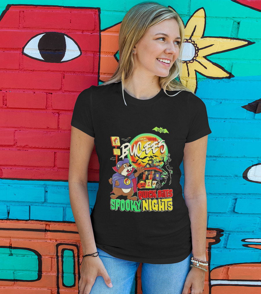 Buc Ee's Eternal Since 1982 Quick Bites Spooky Nights Halloween Glow In The Dark T-Shirt