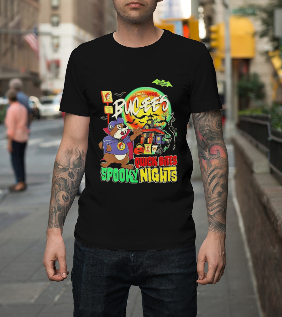 Buc Ee's Eternal Since 1982 Quick Bites Spooky Nights Halloween Glow In The Dark T-Shirt