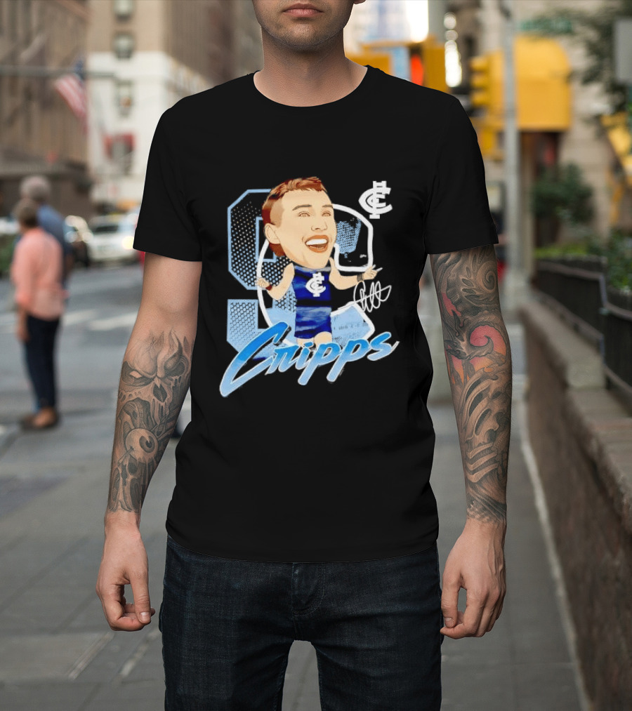 Carlton FC Patrick Cripps Caricature With Signature T-Shirt