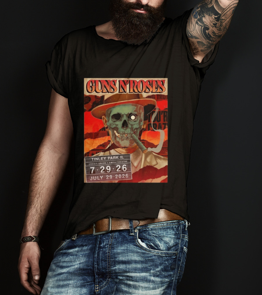 Guns N Roses Tinley Park IL July 29 2026 Concert Credit Union 1 Amphitheatre T-Shirt