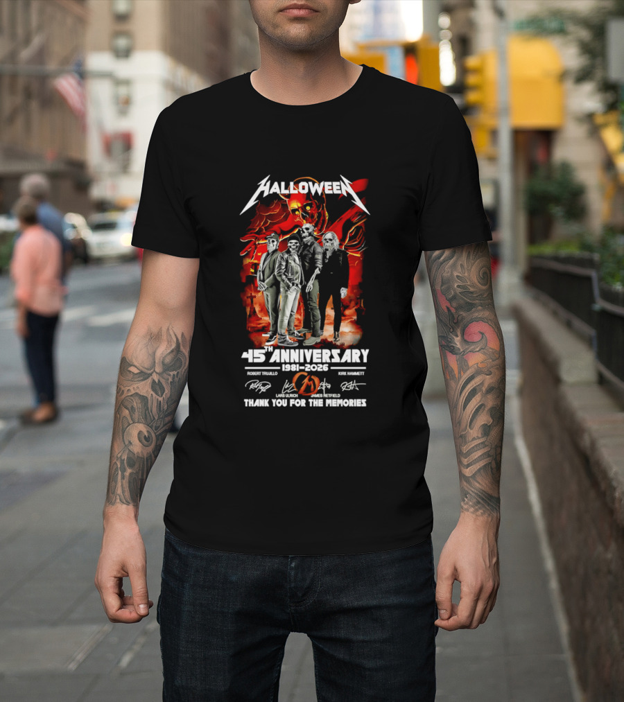 Halloween 45th Anniversary 1981 2026 Robert Trujillo Lars Ulrich James Hetfield Kirk Hammett Thank You For The Memories T-Shirt