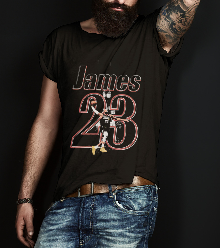 James 23 Basketball Player Action Dunk T-Shirt