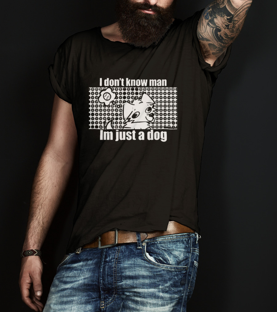 I Don't Know Man I'm Just A Dog Polka Dot Cartoon Face Flower T-Shirt