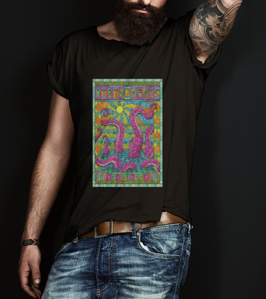 Grand Rapids Michigan Dirty Heads Concert 2026 Octopus Mosaic T-Shirt