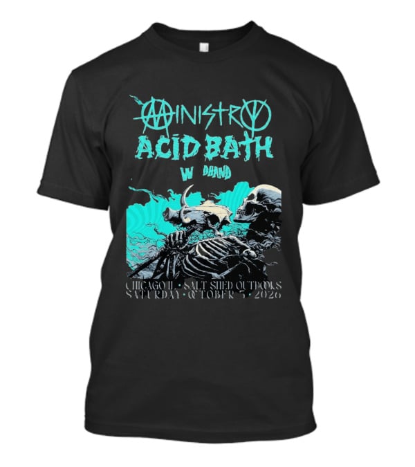 Ministry X Acid Bath Windhand Chicago IL Salt Shed Outdoors October 3 2026 Skeletons And Sea Monster T-Shirt