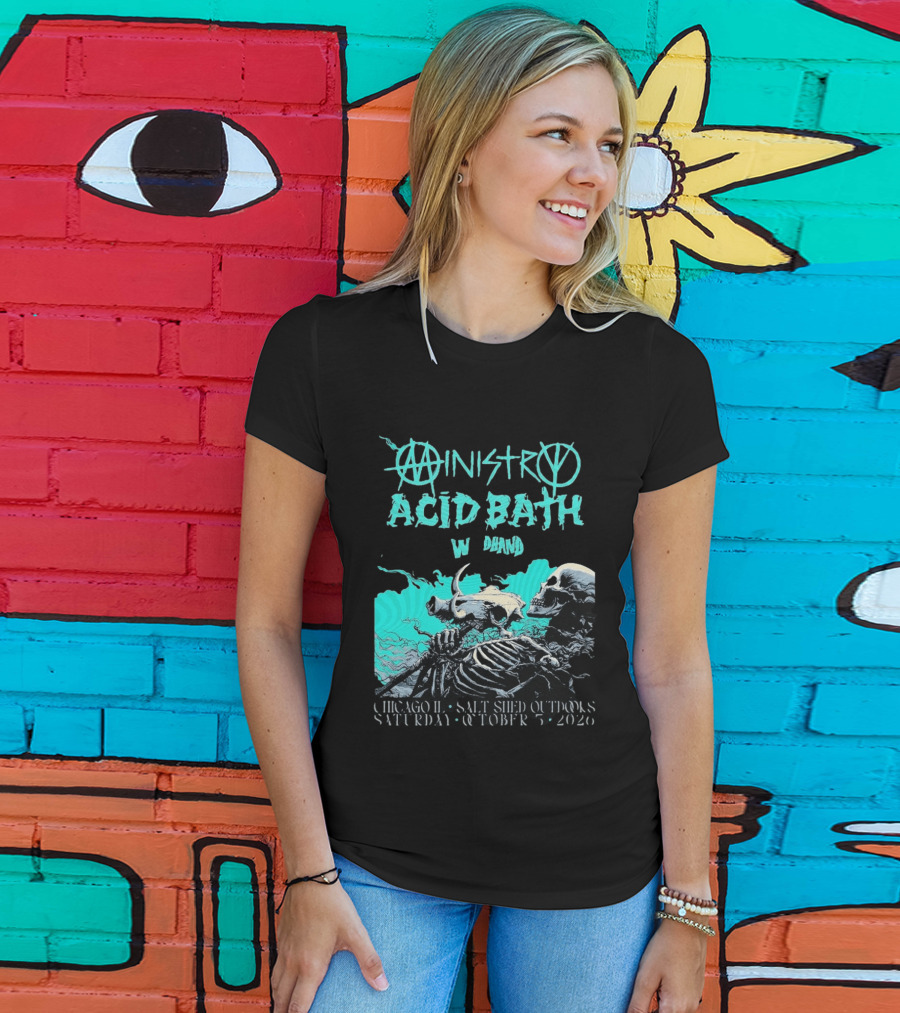 Ministry X Acid Bath Windhand Chicago IL Salt Shed Outdoors October 3 2026 Skeletons And Sea Monster T-Shirt