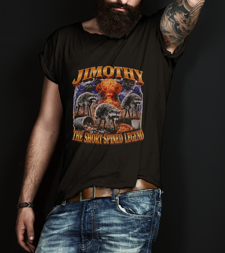 Jimothy Raccoon The Short Spined Legend Explosion With Helicopters And Trash Can T-Shirt