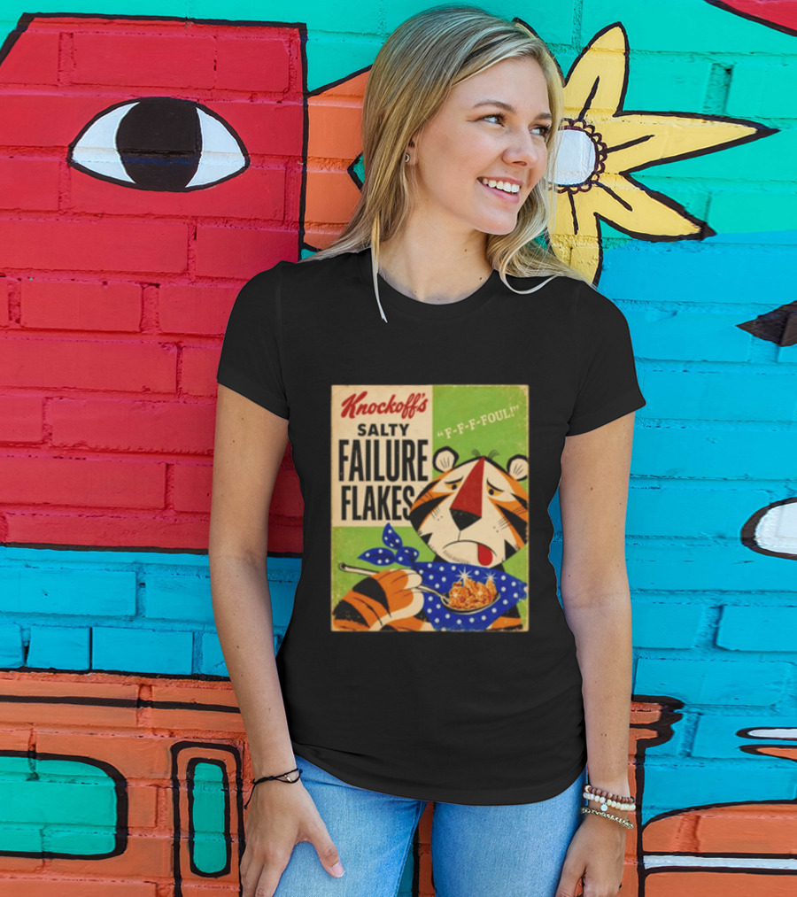 Knockoff's Salty Failure Flakes F F F Foul Sad Tiger Cartoon T-Shirt