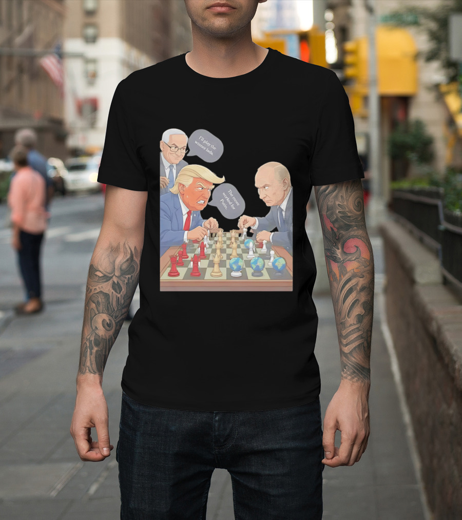 Political Chess Game Trump Putin World Leaders Cartoon T-Shirt