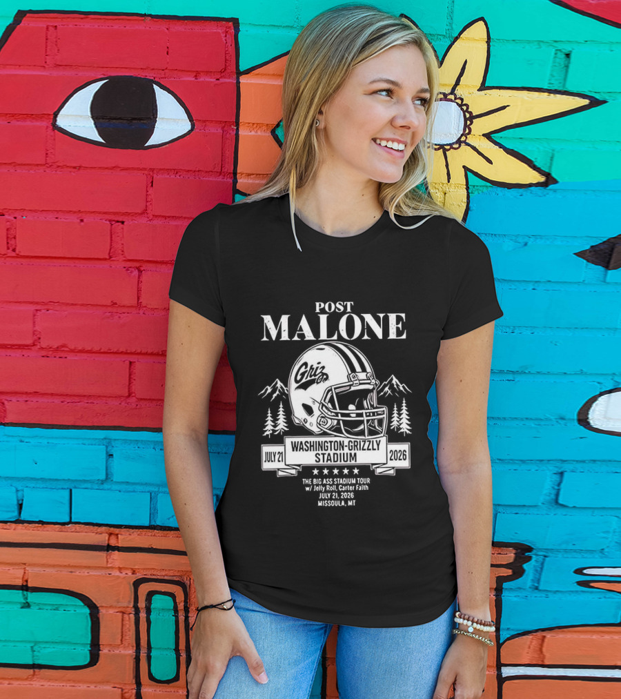 Post Malone Washington Grizzly Stadium Tour 2026 Montana Grizzlies Missoula July 2 T-Shirt